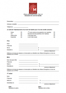 Demande de livret de famille