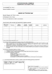 Formulaire d'attestation d’héritier
