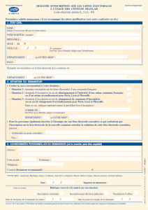 Formulaire d'inscription sur les listes électorales pour les citoyens français