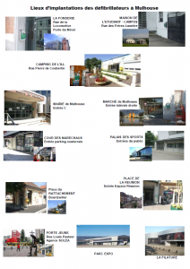 Lieux d'implantation des défibrillateurs